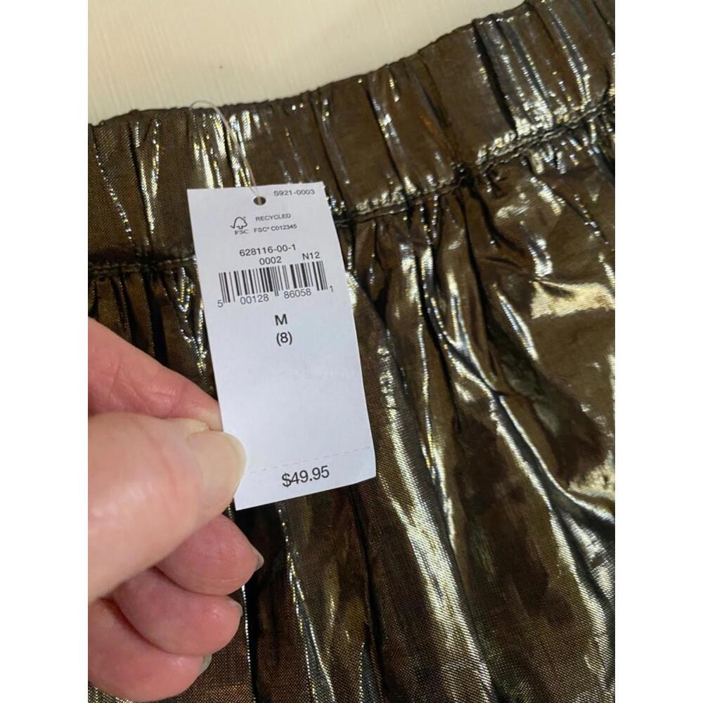 NWT Gap Kids Girls Bronze Metallic Lamé Mini Skirt Youth Size Medium 8 Lined - Picture 2 of 8
